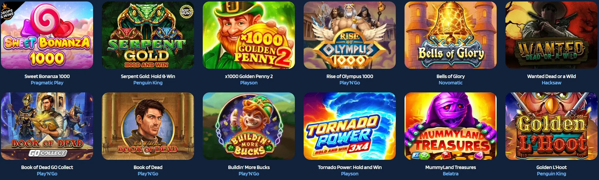 Oha Casino slots van Pragmatic Play, Play'n GO en Hacksaw